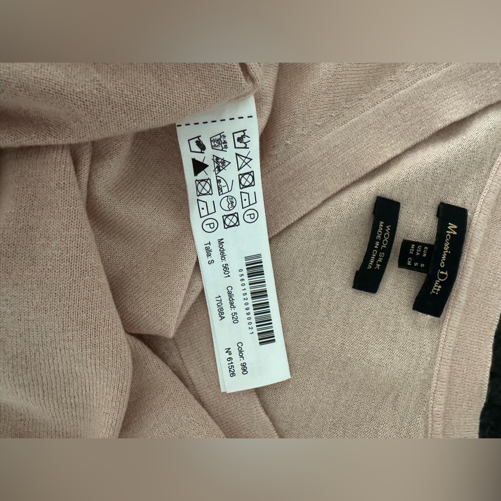 Massimo Dutti wool silk v neck sweater blush pink Size S - Picture 4 of 4